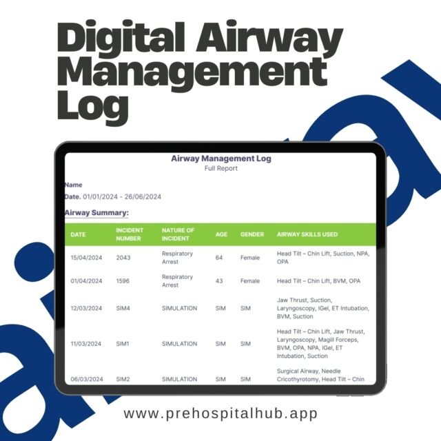 Need help with managing an airway log? Use our digital platform to help maintain competency for airways! 

DM to get a link to start using the airway management log for free.

Whether you're a Paramedic, Student Paramedic, Ambulance Nurse, EMT, ECA, or a first responder - everyone should be maintaining an airway log 

#paramedicstudent #prehospital #ambulance #medicine #paramedics #nursing #studentnurse #nursingstudent  #paramedictraining #healthcareprofessionals #airways