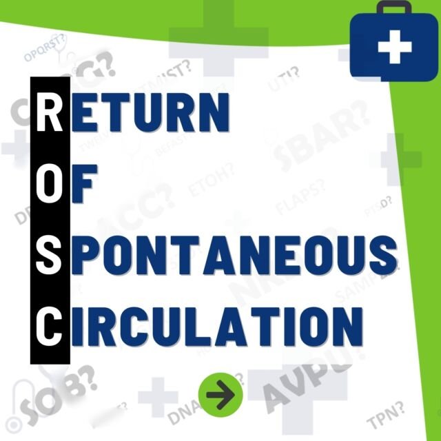 What Does ROSC Stand For?

R = Return
O = Of
S = Spontaneous
C = Circulation

Gaining return of spontaneous circulation (ROSC) is the initial step towards recovery from out-of-hospital cardiac arrest.

#paramedicstudent #prehospital #ambulance #medicine #paramedics #nursing #studentnurse #nursingstudent  #paramedictraining #healthcareprofessionals #medicalterms #AAA