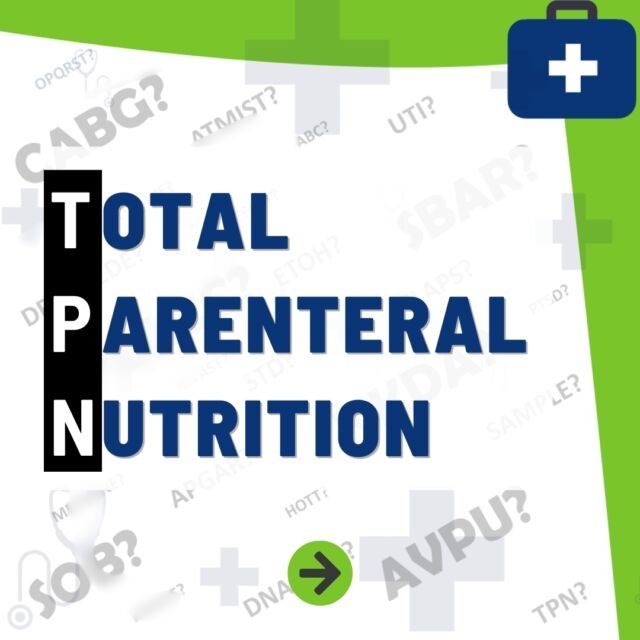 💉What Does TPN Stand For? 💉

TPN= Total Parenteral Nutrition 

TPN is a method of providing essential nutrients directly into the bloodstream, bypassing the digestive system.

#paramedicstudent #prehospital #ambulance #medicine #paramedics #nursing #studentnurse #nursingstudent  #paramedictraining #healthcareprofessionals #medicalterms