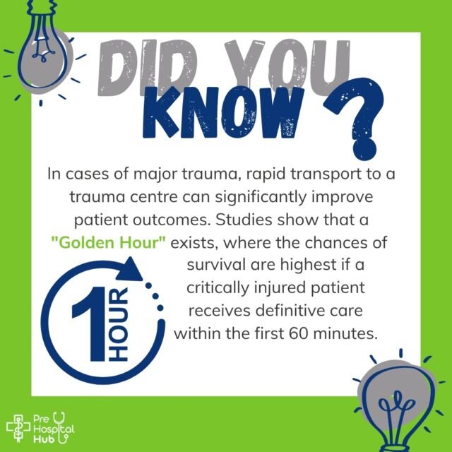 In cases of major trauma, rapid transport to a trauma centre can significantly improve patient outcomes.

#paramedicstudent #prehospital #ambulance #medicine #paramedics #nursing #studentnurse #nursingstudent  #paramedictraining #healthcareprofessionals #interestingfacts #didyou know